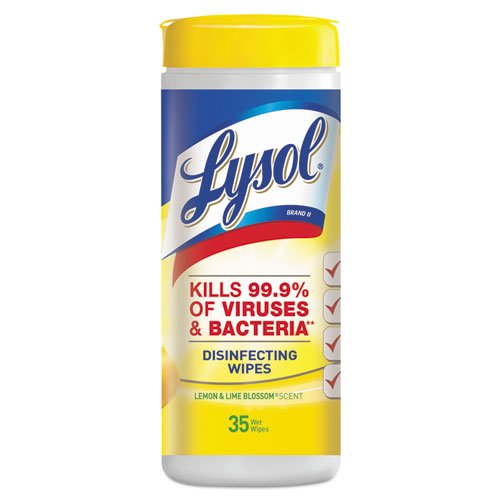 Lysol Disinfecting Wipes, Lemon and Lime Blossom, 7 x 8, 35/Canister ...