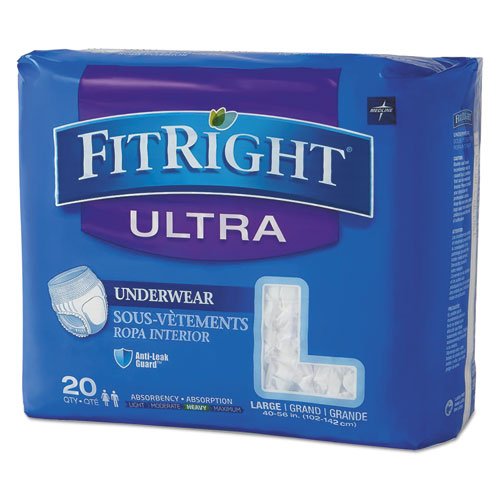 Medline, FitRight Ultra Protective Underwear, Large, 40-56